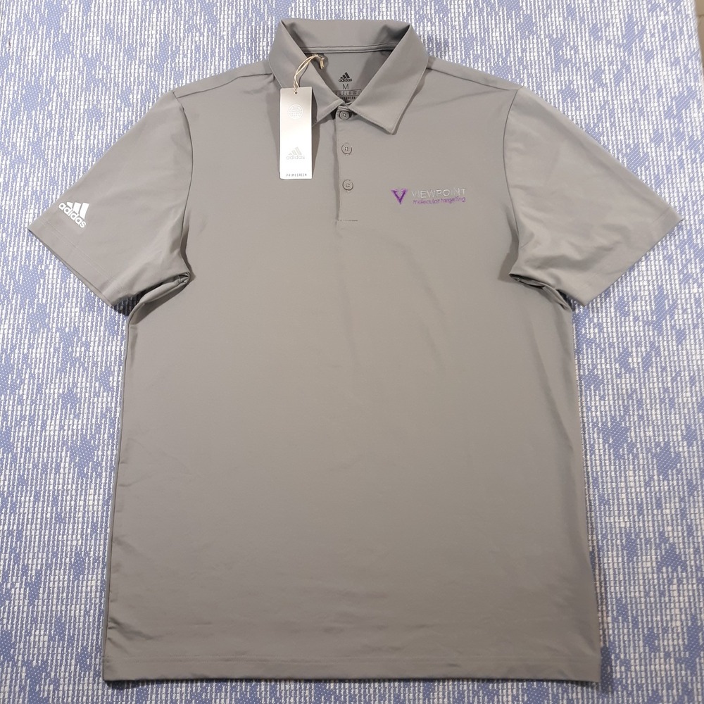Adidas Golf Polo Shirt Mens Medium Primegreen Gray Embroidered NEW